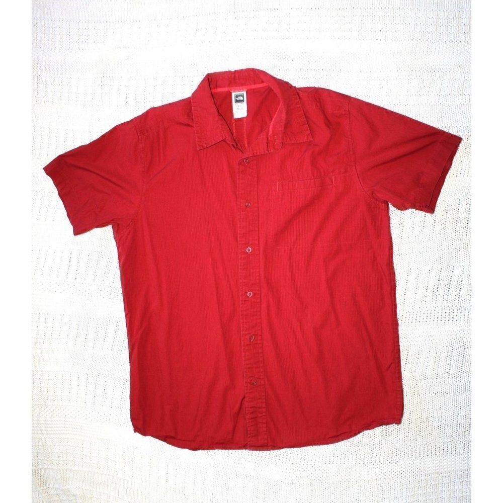 The North Face Men Red Dress Casual Shirt Size XL Short Sleeve Cotton